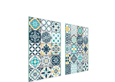 Image de Plaques de recouvrement de cuisinière 2 pièces 75x52 Couverture de champ en vitrocéramique Planche à découper mosaïque pièce