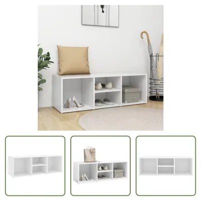 Image de The Living Store Banc à chaussures blanc 105x35x35 cm bois composite