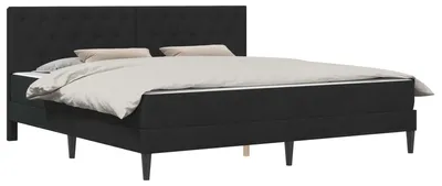 Produktbild von Bettgestell mit Matratze mit Kopfteil Schwarz 200 x 200 cm Samt