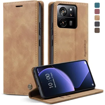 Productafbeelding van Xiaomi 13T/13T Pro telefoonhoesje, kunstleer, flipcase, bruin
