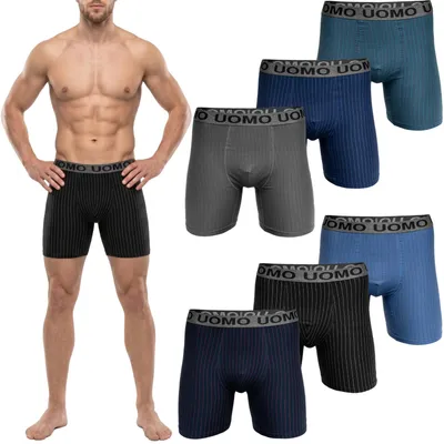 Produktbild von 4 oder 8 Herren Boxershorts mit verlängertem Bein ohne "Aufrollen" M-6XL Übergröße Unterwäsche Unterhose Retroshorts Bunt Langes Bein  XL 4er Pack Farbmix 3