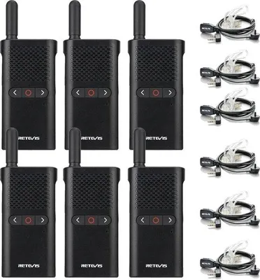Imagen del producto de Mini walkie-talkies recargables con función VOX y batería de larga duración - Juego de 6 unidades, color