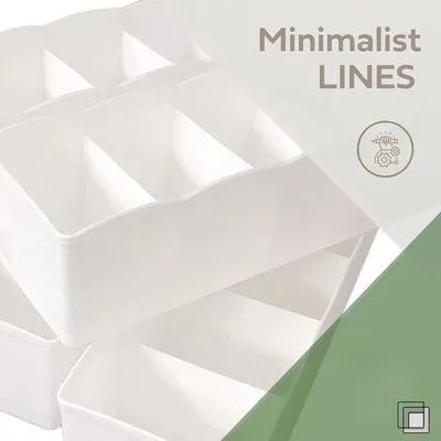 Immagine prodotto di Scatole organizer impilabili, set da 5 pezzi, bianche, in plastica resistente