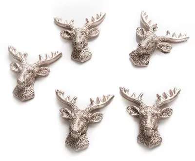 5 Hirschgeweihe aus Harz, silber, 4 cm – Streudeko