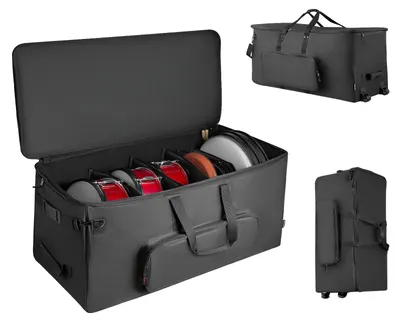 Obrázek produktu pro VEVOR taška na bicí, taška na hardware pro bubeníky, 1010 x 510 x 440 mm, s 6 odnímatelnými přepážkami, kolečky a 3 vnějšími kapsami, voděodolná a polstrovaná, bezpečná přeprava vybavení a nástrojů