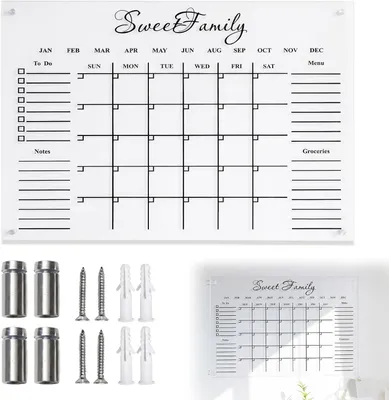 Produktbild von Monatsplaner Whiteboard, abwischbar, 29,7 x 21 cm, mit Wochenplaner, für Zuhause oder Büro
