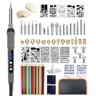 Produktbild von Brandmalerei Lötkolben Set, Brandmalkolben - Lötkolben Holz 60W Einstellbare Holzbrenner Set Temperatur 200-450°C Brennkolben für DIY Kunst