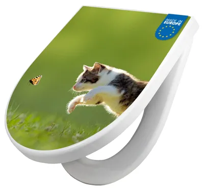 Produktbild von WC Sitz mit Absenkautomatik D Form Motiv Jagende Katze [TDW3 10729]