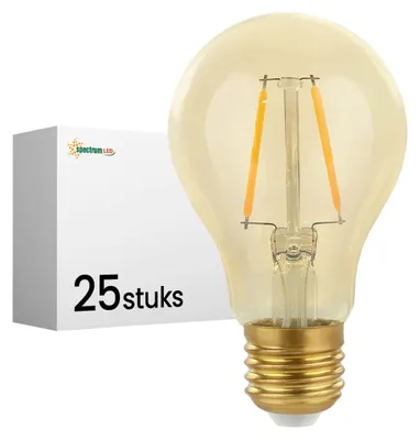 Productafbeelding van Spectrum LED Peerlamp A60 E27 Goudkleurig - 2W 240lm 2400K - Warmwit - Vervangt 21W - 25 stuks
