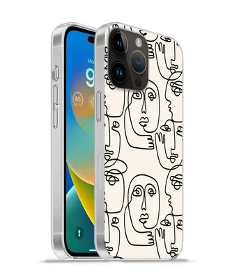 Produktbild von MuchoWow® Handyhülle Schutzhülle Hülle für Apple iPhone 14 Pro Max Gesicht - Muster - Strichzeichnung Silikon Softcase Handy Hülle - Hardcover