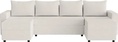 Produktbild von FEDVE Ecksofa Goka U aus Bouclé-Stoff mit Schlaffunktion, Weiß