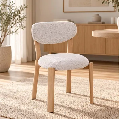 Imagen del producto de Silla de comedor estilo Japandi Milton & Oldbrook, modelo Perast, color blanco y roble
