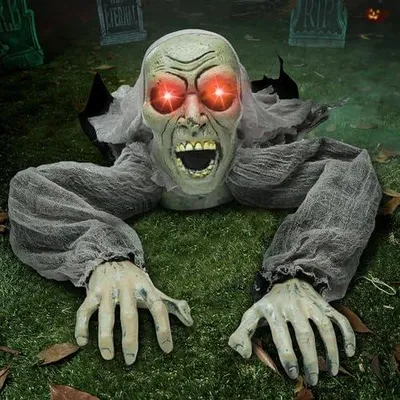 Zdjęcie produktu dla Dekoracja halloween zombie pełzające lateks dźwięk świecące oczy