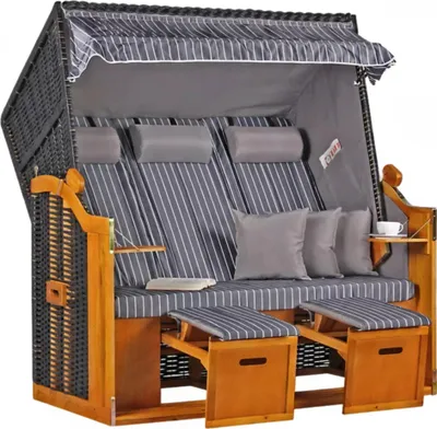 Produktbild von Strandkorb XXL 3 Sitzer für Garten & Terrasse aus Wacholderholz – Mr. Deko
