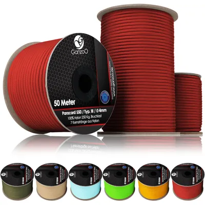 Imagen del producto de Cuerda paracord 550, rollo de 30 metros, hilo de nylon de 4 mm para actividades al aire libre y técnicas de nudos