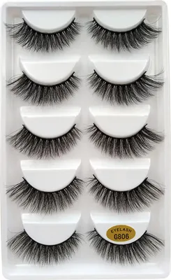 Produktbild von 5 Paar Lange Falsche Wimpern 3D Falsche Wimpern Unsichtbare Band Schwarz Wimpern Vollstreifen Wiederverwendbar
