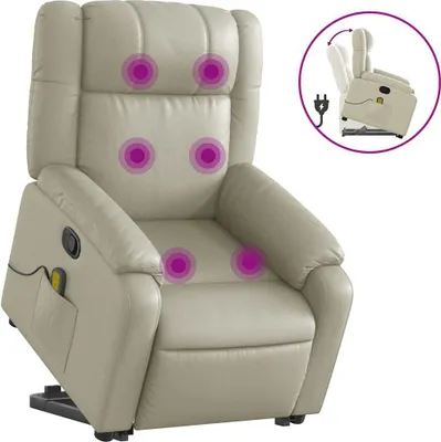 Produktbild von vidaXL Massagesessel mit Aufstehhilfe Creme Kunstleder