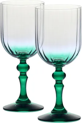Zdjęcie produktu dla Zestaw kieliszków do wina - Kieliszki do koktajli - Do serwowania napojów - Zielona nóżka - Pojemność 300 ml - Zielony kolor