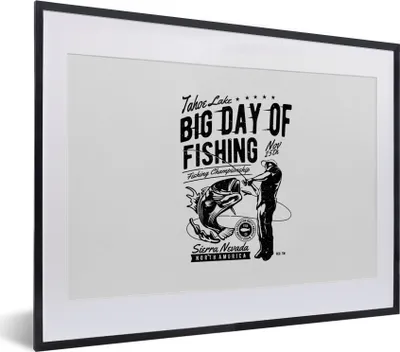 Produktbild von MuchoWow® MuchoWow® Gerahmtes Poster Angeln - Rute - Jahrgang 40x30 cm - Poster mit zchwarzem Bilderrahmen - Bilderrahmen - Poster im Rahmen