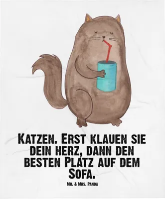 Produktbild von Mr. & Mrs. Panda Erstlingsdecke Katze Dose - Weiß - Geschenk, Schmusedecke, Katzen, Kinderwagendecke, Cats, Cat, Babydecke, Fleecedecke, Schlummerdecke, Katzendeko, Plaid