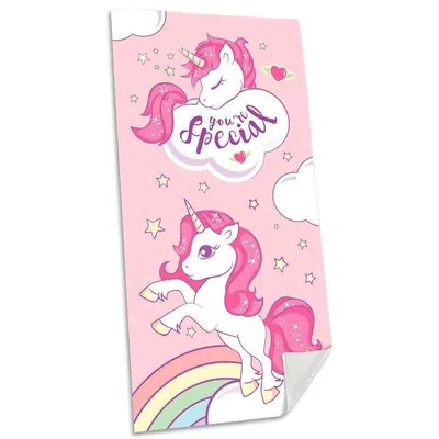 Productafbeelding van Kinder strandhanddoek Unicorn roze 140x70