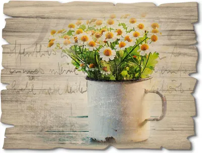 Produktbild von ARTland Holzbild Vintage Frühlingsgarten mit Echter Kamille Größe: 40x30 cm