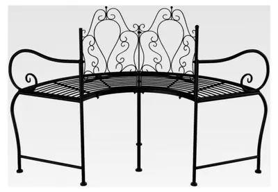 Produktbild von Baumbank 150 cm Schwarz Stahl, Robuste Gartenbank aus Metall, Witterungsbeständige Sitzbank für Garten, Terrasse und Hof