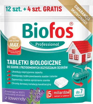 Obrázek produktu pro Biofos Professional biologické tablety pro septiky a čistírny odpadních vod 320 G (16 kusů)