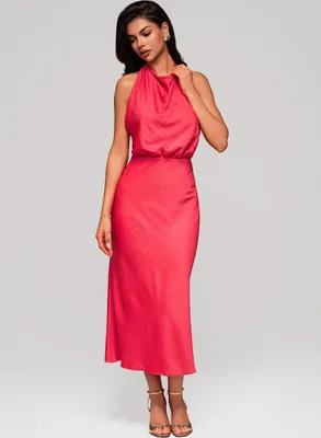 Produktbild von Ombre Midi-Halterkleid mit Wasserfall-Ausschnitt coral XS