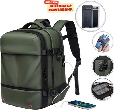 Productafbeelding van CarryQuest® - Zen Pro Mini Rugzak 48L met vacuümcompressiefunctie, groen