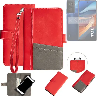 Produktbild von K-S-Trade Handy Schutzhülle für TCL 50 SE Hülle Portemonnee Brieftasche Klapphülle Kartenfächer Flip Wallet Case Etui