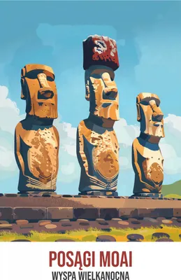 Produktbild von Plakat 70x100cm Moai-Statuen