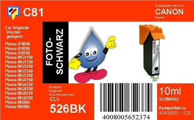 Produktbild von CLI526B- schwarz - Dr. Inkjet Ersatzdruckerpatrone mit 10ml Inhalt