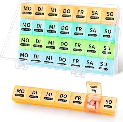 Image de Boîte à comprimés Opret 7 jours Grands compartiments Couvercle transparent