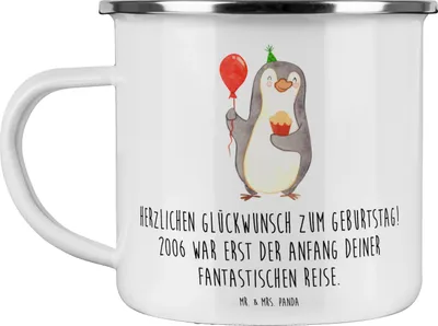 Produktbild von Mr. & Mrs. Panda Teetasse 2006 Geburtstag - Weiß - Geschenk, Emaille Tasse, Erinnerungen, Persönliche Geburtstagsgeschenke, Happy Birthday, Becher, Pott, Teebecher