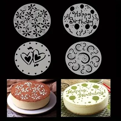 Produktbild von GKA 4 Stück XL Tortenschablonen 20 cm Kuchen Schablonen Geburtstag Liebe Dekoration Schablone für Torten Kuchen Kuchenschablone Tortenschablone