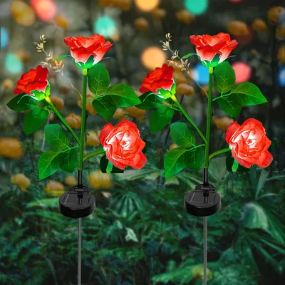 Solar-Rosenleuchten, 2er-Set, LED, wasserdicht, IP65, für Garten