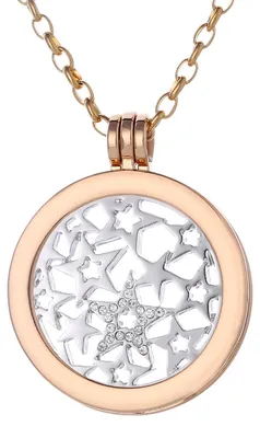 Produktbild von Morella Damen Halskette gold 70 cm Edelstahl mit Anhänger und Coin 33 mm Sterne in Schmuckbeutel