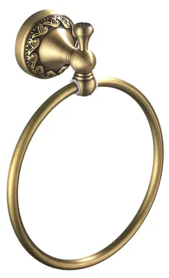 Image de Support mural pour serviette, en laiton brossé, style antique, diamètre 23 cm