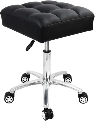 Image de Tabouret ergonomique à roulettes - incliné et rembourré de mousse souple - noir - 1 pièce