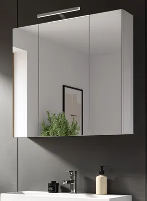 Produktbild von Badezimmer Spiegelschrank "Larik" Badschrank in weiß 3-türig, Breite 80 cm