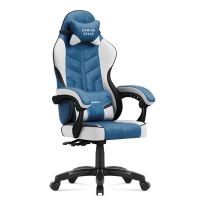Immagine prodotto di Sedia da gioco Huzaro Force 2.7 Blue - sedia ergonomica girevole in velluto con schienale regolabile, cuscino lombare e poggiatesta, fino a 140 kg