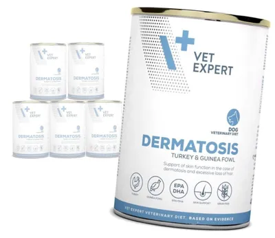 Zdjęcie produktu dla Vet Expert Veterinary Diet Dermatosis Indyk & Perliczka 6x400g Mokra Karma Weterynaryjna Dla Psów z Zaburzeniami mi