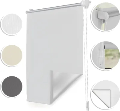 Produktbild von Thermo-Rollo Klemmfix ohne Bohren Verdunkelungsrollo mit Montageschiene Hitzeschutzrollo Sichtschutz Weiß,60 cm x 150 cm (B x L)