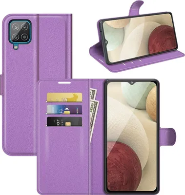 Zdjęcie produktu dla Etui na telefon komórkowy König Design kompatybilne z Samsung Galaxy A22 4G ze skóry syntetycznej - Fioletowe etui na telefon komórkowy