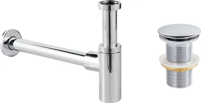 Produktbild von BELIANI Waschtisch-Flaschenverschluss mit Klick-Klack-Abfallgarnitur Silber Messing und Edelstahl für das Waschbecken im Bad