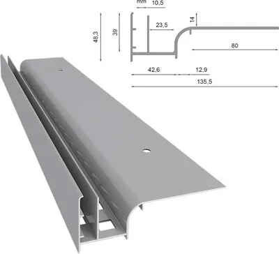 Obrázek produktu pro Renoplast hliníkový okapový profil W10 větrací podlaha, profil 200cm, šedá