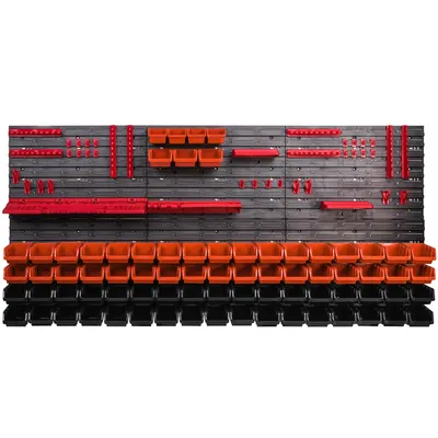 Produktbild von Lagersystem Wandregal 1728 x 780 mm Werkzeugwand 75 stck Stapelboxen Kunststoff