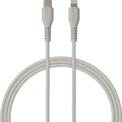 Produktbild von QUALO Nylon USB-C auf Lightning Kabel – 1,5 m, 2,4 A, Grau QKN-CL-18 Schnellladekabel 12W