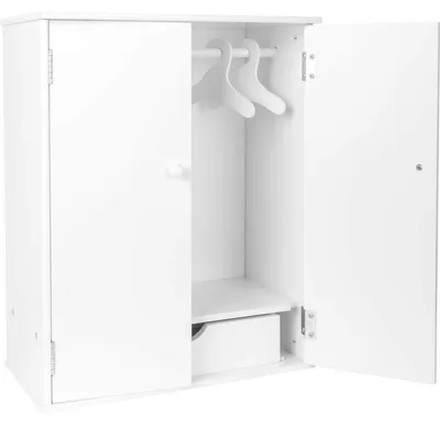 Produktbild von Puppenschrank - Kleiderschrank für Puppen - Holzkleiderschrank - Weiß - 53 cm